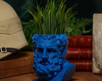 Hercules' Strength: Eco-friendly Greek Mythology Inspired Head Planter - Colbalt Blue