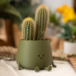 3D Printed Happy Face Planter, Eco-Friendly Bio-Based Material, Cute Plant Pot, Face Planter Pot, Head Planter, Succulent Pot image 7