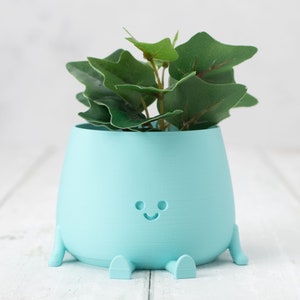 3D Printed Happy Face Planter, Eco-Friendly Bio-Based Material, Cute Plant Pot, Face Planter Pot, Head Planter, Succulent Pot