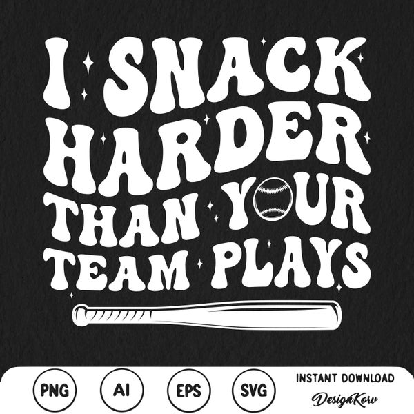 I Snack Harder Than Your Team Plays funny baseball Softball Svg Png Softball Lover png Football V-Neck Tee trendy baseball png Soccer Mom