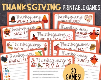 Utskrivbara Thanksgiving-spel | Thanksgiving-spelpaket | Thanksgiving-barnspel | Thanksgiving-triviaspel | Vänskapsgiving-spel