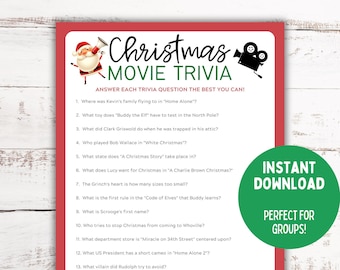 Christmas Movie Trivia Game | Christmas Printable Game | Christmas Family Activity | Christmas Party Game