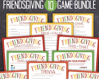 Freunde geben Spiele | Friendsgiving Spiele Bündel | Friendsgiving Trivia | Freunde geben Printable | Freunde geben Aktivitäten