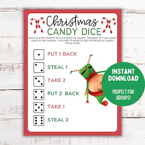 Christmas Candy Dice Game | Christmas Games for Kids | Christmas Classroom Game | Christmas Family Game | Christmas Printable Candy Game