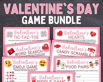 Valentines Day Printable Games | Valentines Games Bundle  | Valentines Kid Games | Valentines Party Games | Valentines Emoji Game