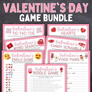 Valentines Day Printable Games | Valentines Games Bundle  | Valentines Kid Games | Valentines Party Games | Valentines Emoji Game