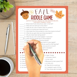 Fall Riddle Game | Fall Jokes | Fall Printable Game | Autumn Games| Fall Party Games | Fall Classroom Game | Fall Activities for Kids
