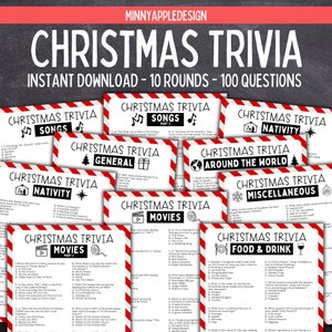 Printable Christmas Trivia Game | Christmas Party Game | Christmas Game for Large Group Adults| Christmas Family Games | Trivia Night |