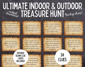 Indoor and Outdoor Pirate Treasure Hunt | Birthday Treasure Hunt | Pirate Games  | Pirate Birthday | Birthday Printable Games for Kids |