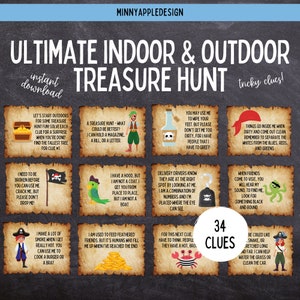 Indoor and Outdoor Pirate Treasure Hunt | Birthday Treasure Hunt | Pirate Games  | Pirate Birthday | Birthday Printable Games for Kids |