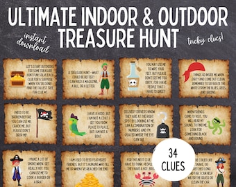 Indoor and Outdoor Pirate Treasure Hunt | Birthday Treasure Hunt | Pirate Games  | Pirate Birthday | Birthday Printable Games for Kids |