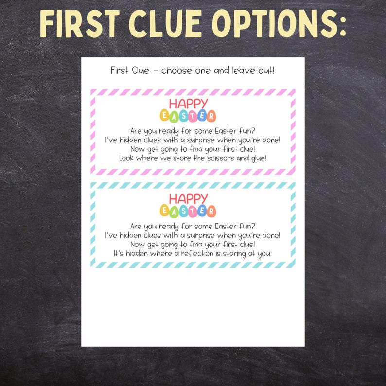 Easter Egg Hunt Scavenger Clue Cards: Indoor & Outdoor Game (printable ...