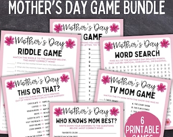 Muttertag Druckbare Spiele | Muttertagsspiele Bundle | Muttertagsrätsel | Wer kennt Mama am besten | Muttertag Dies oder das