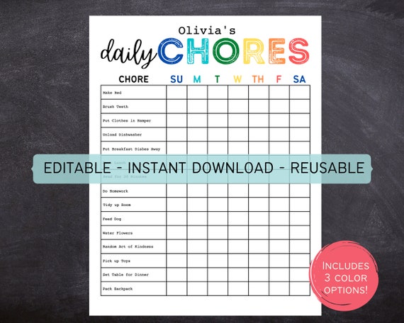 Chore Chart Template - Fill Online, Printable, Fillable, Blank