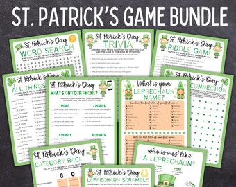 St Patricks Day Printable Games | St Patricks Games Bundle  | St Patricks Day Kid Games | St Patricks Classroom Games | Leprechaun