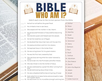 Bible Trivia | Who Am I Game | Church and Ministry Printable | Christian Game