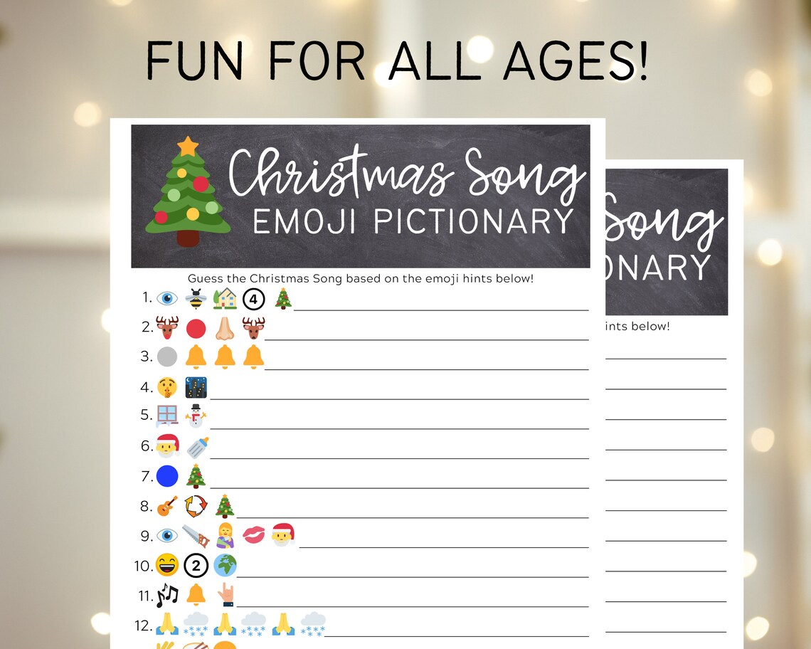 Christmas Emoji Pictionary Christmas Songs Christmas | Etsy