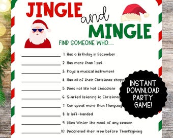 Holiday Party Jingle und Mingle Spiel | Büro-Partyspiel | Arbeit-Party-Spiel | Weihnachtsspiel für Erwachsene | Weihnachtliches Handyspiel