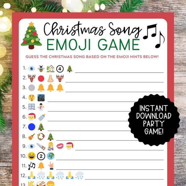 Christmas Emoji Pictionary  | Christmas Songs | Christmas Printable Game | Christmas Family Activity | Christmas Party Game