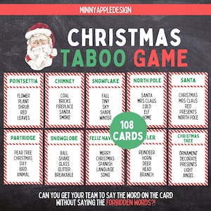 Christmas Taboo Game | Printable Christmas Game |  Christmas Party Game | Christmas Game Adults Family Kids | Christmas Forbidden Words