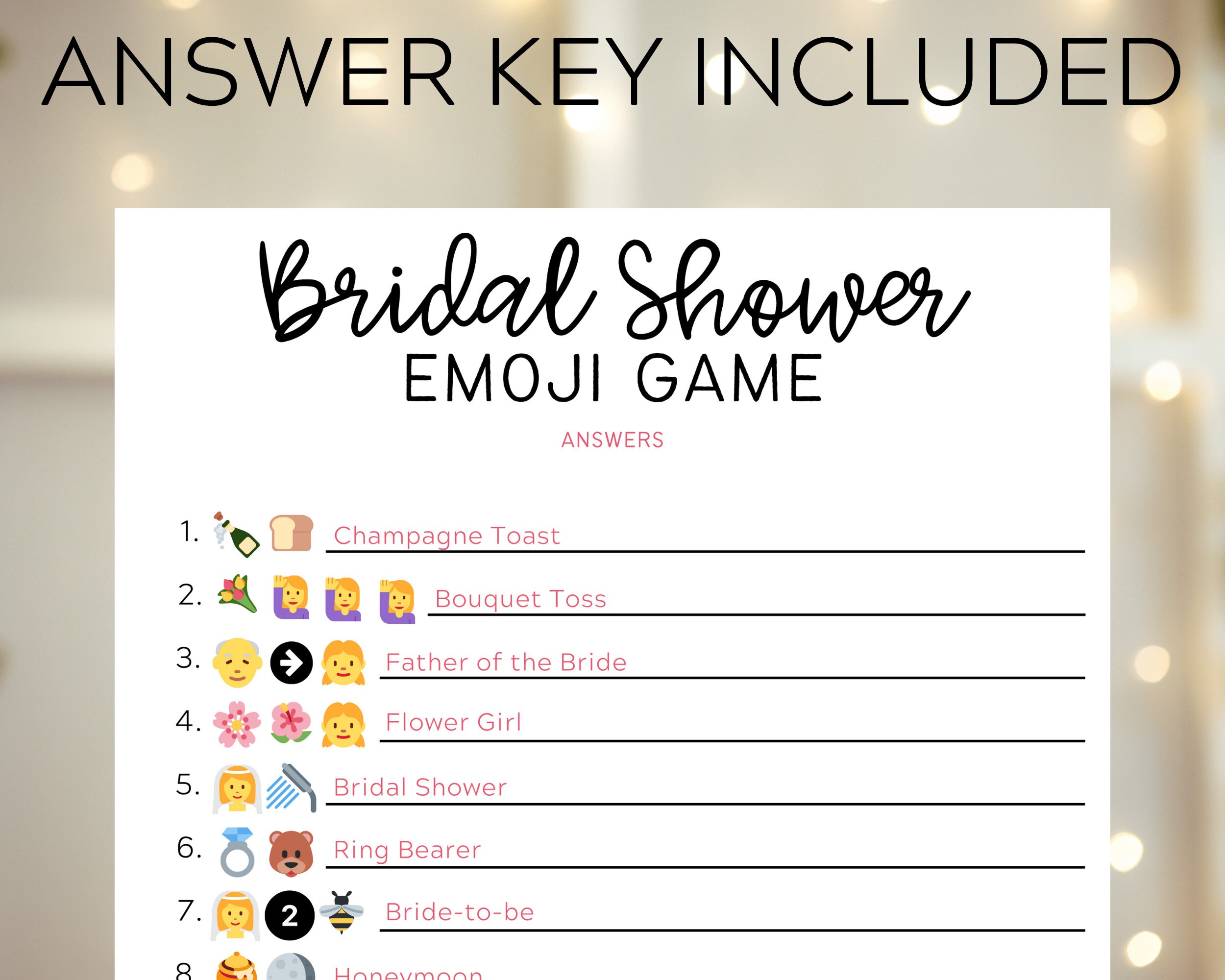 Bridal Shower Emoji Game Instant Download PDF Bridal - Etsy
