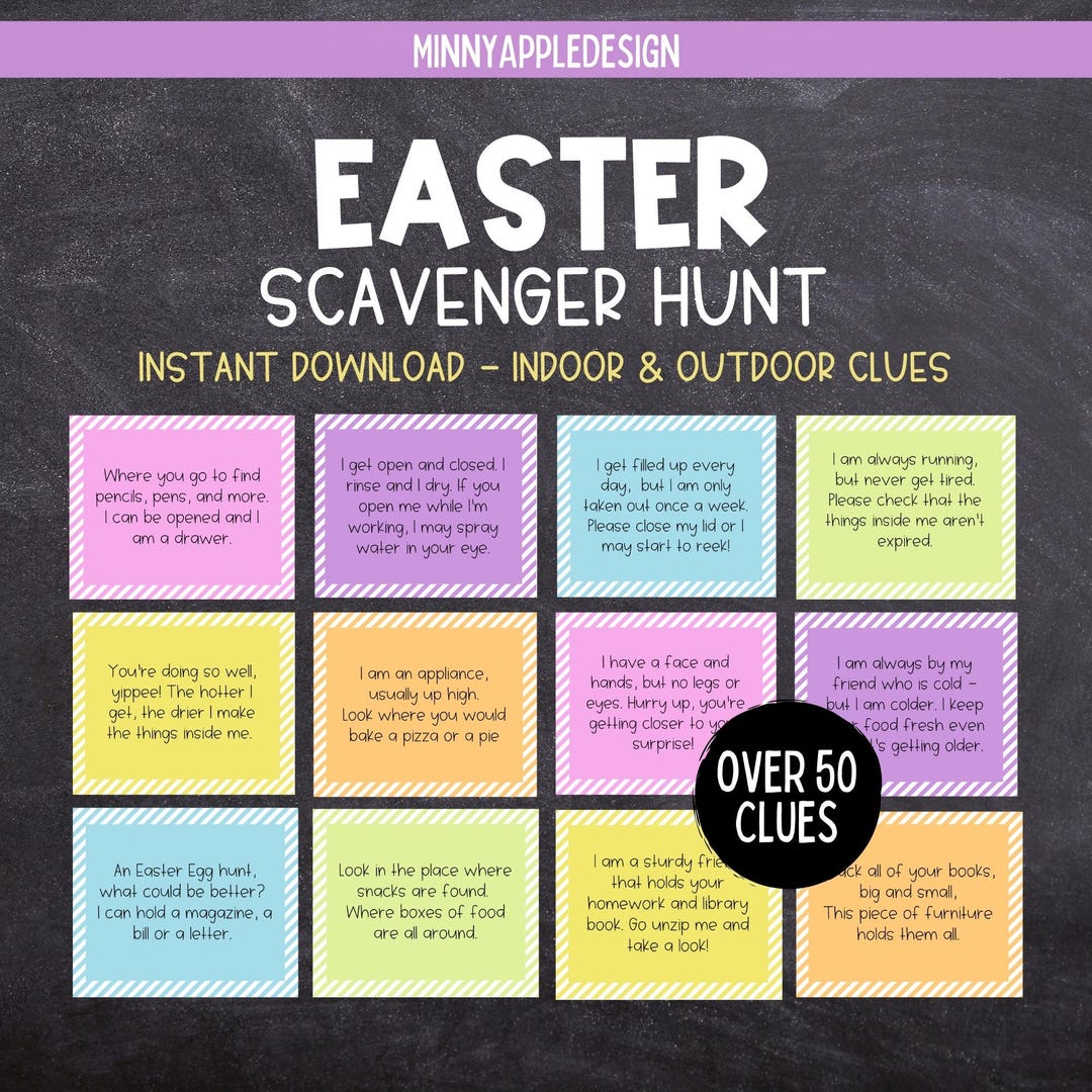 Easter Egg Hunt Clue Cards | Indoor and Outdoor Printable Easter Egg ...