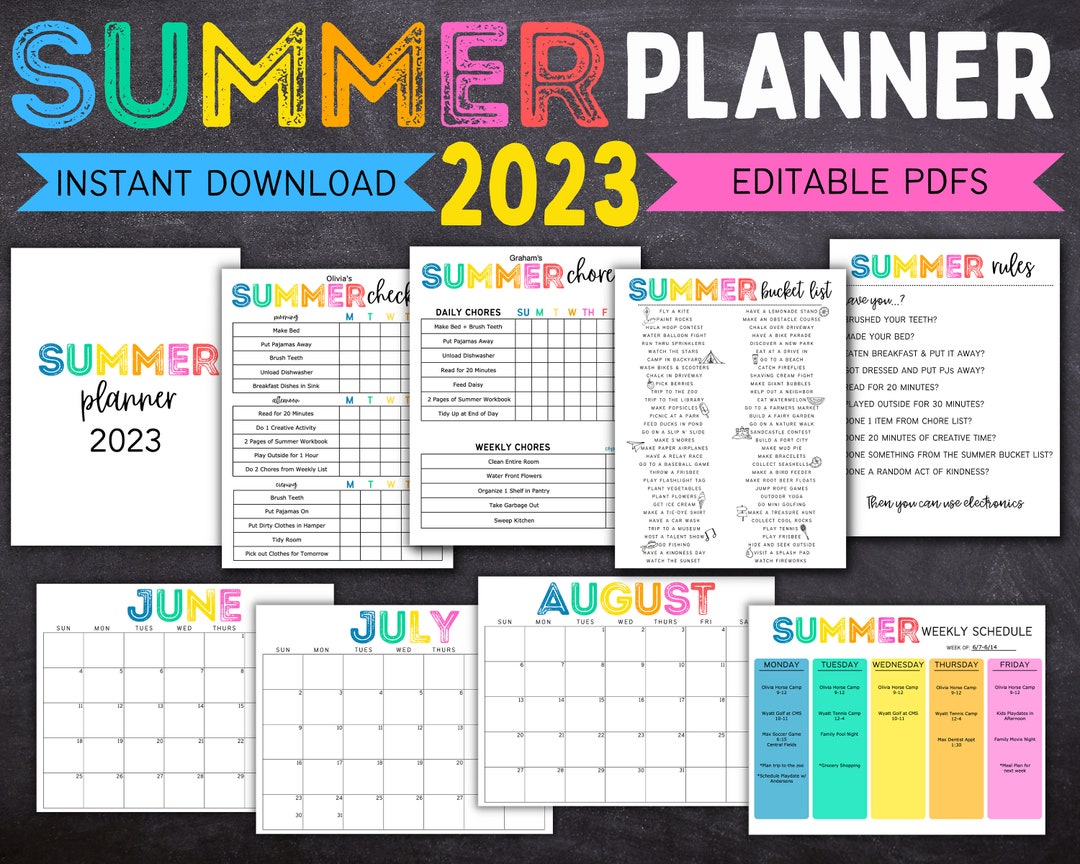 Printable Editable SUMMER 2023 Planner Bundle Summer