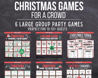 Christmas Games for a Crowd | 6 Large Group Christmas Party Games | Printable Games for Family & Friends