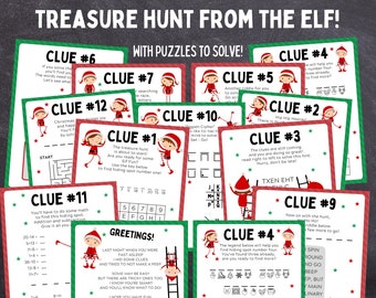Elf Treasure Hunt for Kids | Elf Scavenger Hunt Hunt | Elf Letter | Elf Games | Elf Activities | Printable Elf Games | Elf Secret Code
