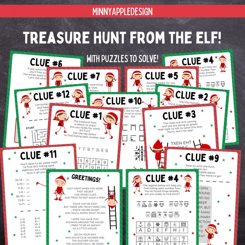 Elf Treasure Hunt for Kids | Elf Scavenger Hunt Hunt | Elf Letter | Elf ...