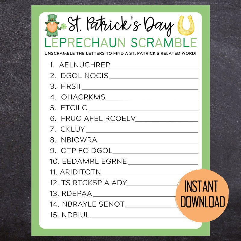 St Patricks Day Word Scramble - Etsy