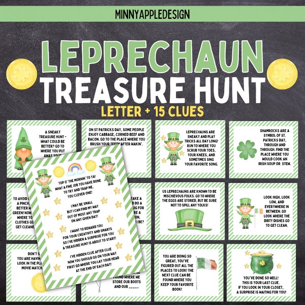 Chasse au trésor aux lutins | Lettre Leprechaun | Chasse au trésor de la Saint-Patrick | Jeu pour enfants de la Saint-Patrick