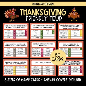Thanksgiving Friendly Feud Game | Printable Thanksgiving Game |  Thanksgiving Party Game | Thanksgiving Game Family | Thanksgiving Trivia