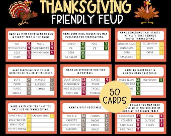 Vänskapsfejd-lek för Thanksgiving | Utskrivbart Thanksgiving-spel | Thanksgiving-festspel | Thanksgiving-familjespel | Thanksgiving-trivia