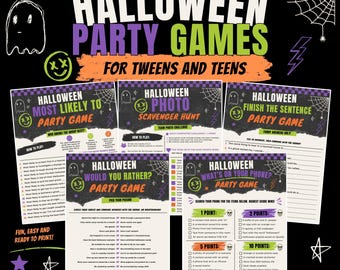 Halloween Printable 12 Game Bundle | Halloween Party Games  | Halloween Games for Kids Teens and Adults | Halloween Printable Activities