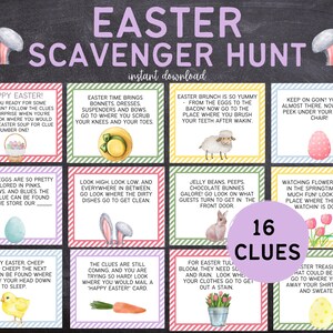 Easter Scavenger Hunt for Kids Instant Download PDF Easter Printable Games for Kids Easter Treasure Hunt Clues image 2