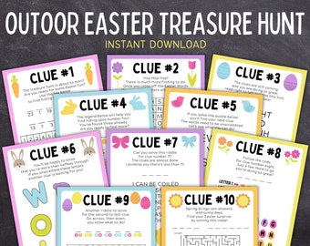 Outdoor Easter Treasure Hunt | Easter Egg Scavenger Hunt | Easter Riddles and Games | Easter Bunny Clues | Easter Egg Clues