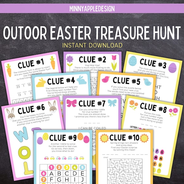 Outdoor Easter Treasure Hunt | Easter Egg Scavenger Hunt | Easter Riddles and Games | Easter Bunny Clues | Easter Egg Clues