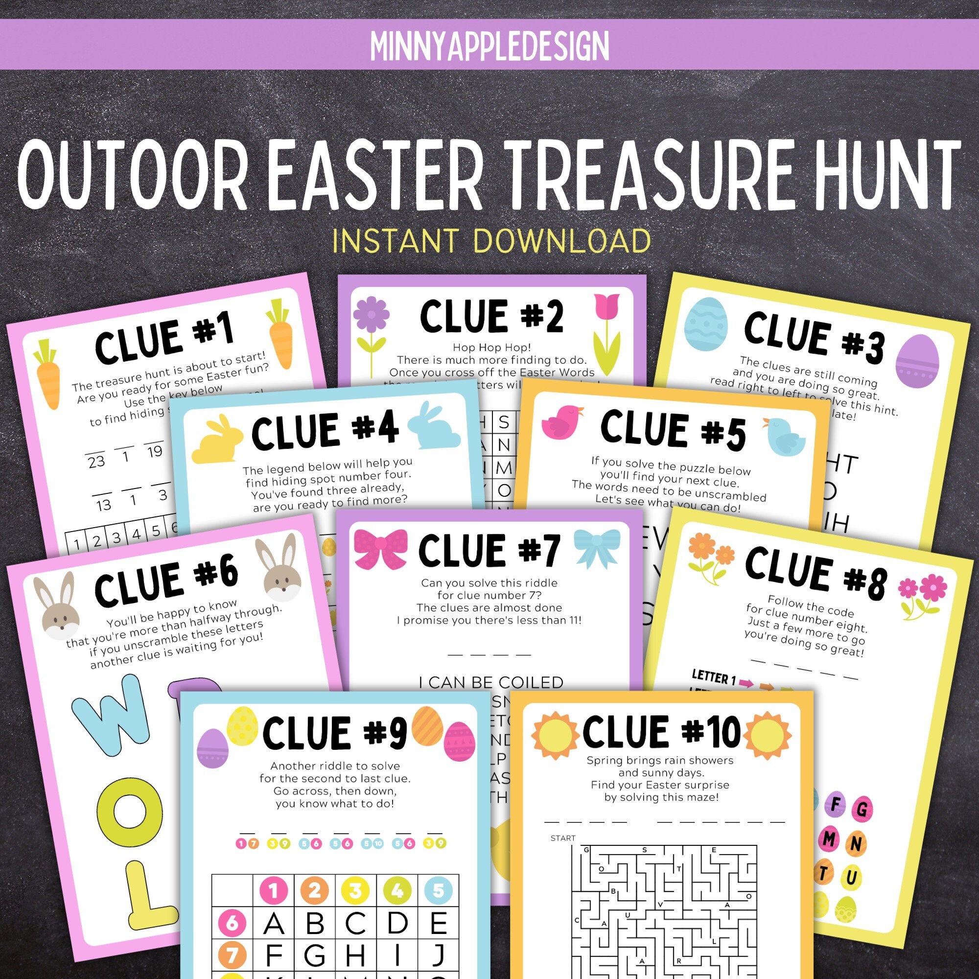 Outdoor Easter Treasure Hunt | Easter Egg Scavenger Hunt | Easter Riddles and Games | Easter Bunny Clues | Easter Egg Clues