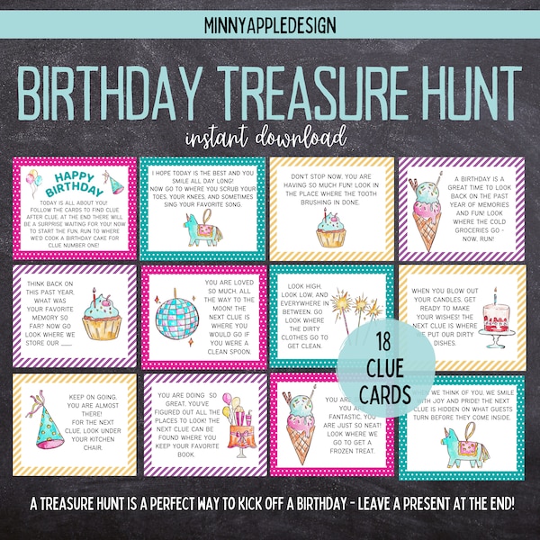 Birthday Scavenger Hunt for Kids | Birthday Treasure Hunt | Instant Download PDF | Birthday Printable Games for Kids