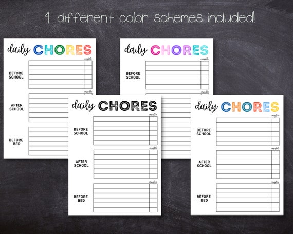 Printable Editable Weekly Family Chore Chart Family Planner Weekly  Household Calendar Family Routine Chart Kids Chore 612MD 