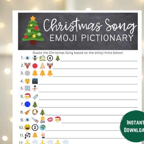 Christmas Emoji Pictionary Christmas Songs Christmas - Etsy
