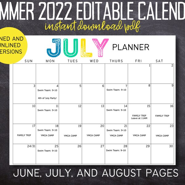 Simple Calendar - Etsy