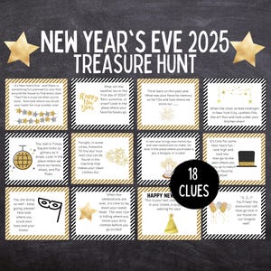 New Years Eve 2023 Scavenger Hunt for Kids | Instant Download PDF | New Years Eve Printable Games for Kids | New Years Treasure Hunt Clues