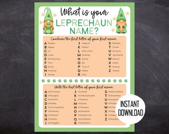 Leprechaun Name Game | St Patricks Day Game | What is your Leprechaun Name | St Patricks Day Party Game