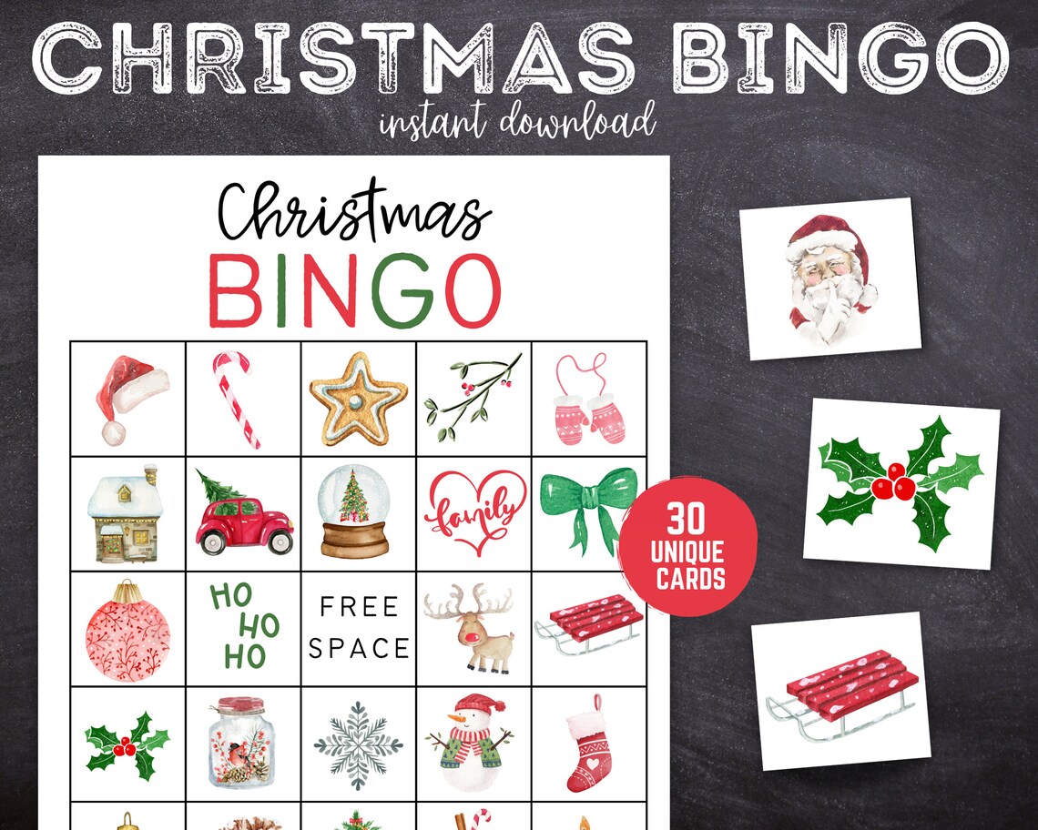Christmas BINGO Game for Kids and Adults Christmas Printable Etsy