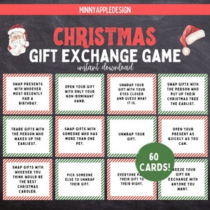 Christmas Gift Exchange Game  | Printable Christmas Game | White Elephant Gift Exchange Cards | Christmas Family Game | Christmas Party Game