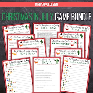 Printable Christmas In July Game Bundle | Christmas in July Party Games | Christmas in July Games Printable | Christmas in July Family Games