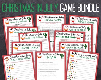 Afdrukbare gamebundel Kerstmis in juli | Feestspellen Kerstmis in juli | Afdrukbare spellen Kerstmis in juli | Familiespellen Kerstmis in juli