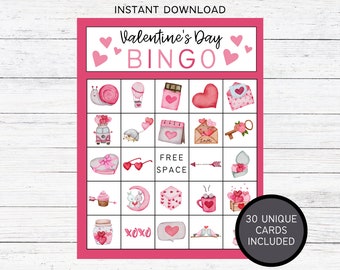 Valentines Day BINGO Game for Kids and Adults | Valentines Printable Games | Valentines Family Activity | Valentines Classroom Game |